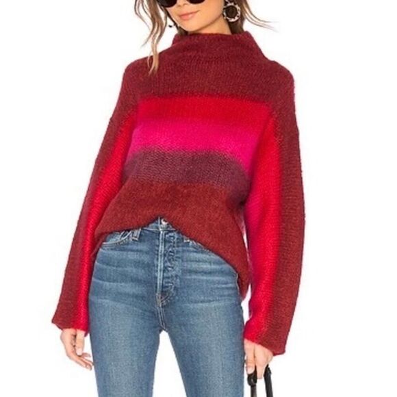 Rag & Bone Holland Funnel Neck Burgundy Mohair & Alpaca Blend Sweater Medium - Picture 1 of 11